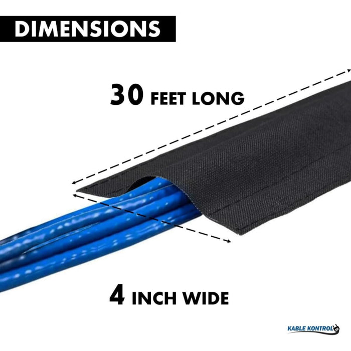 Kable Kontrol® Carpet Cord Cover - 4" Wide X 30" Long - Black