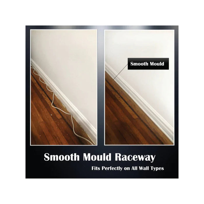 Kable Kontrol® Smooth Mould Wall Cord Cover Cable Raceway - 1.22" W x 0.5" H x 60" L