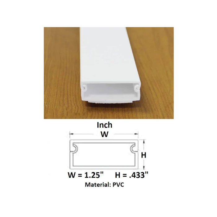 Kable Kontrol® Wall Cord Cover Cable Raceway - 1.25" W x 0.43" H x 60" L