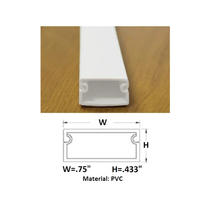 Kable Kontrol® Wall Cord Cover Cable Raceway - 0.75" W x 0.43" H x 78" L - White