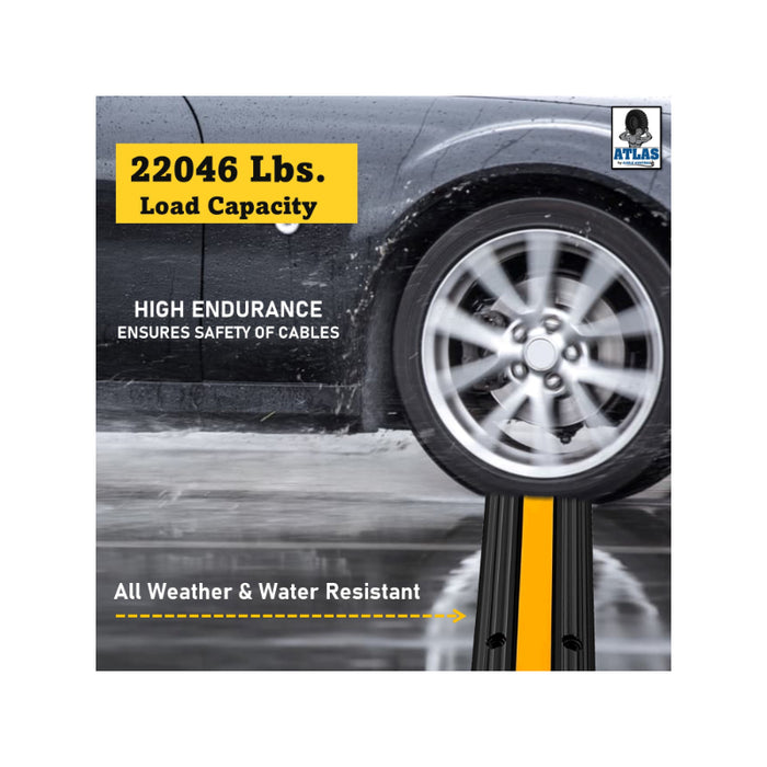 Atlas® Safety Stripe - Drop Over Rubber Cable Protector Ramp - 1 Channel - Yellow / Black