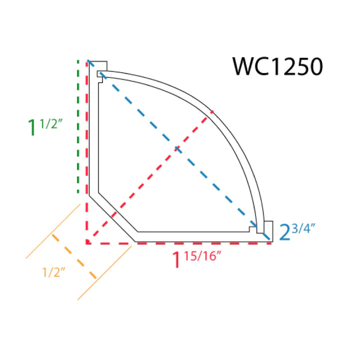 Wire Trak® Corner Duct Wall Cable Raceway - 5' L - 2-3/4" Radius